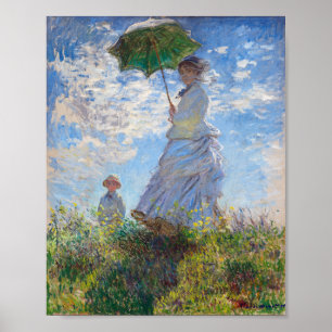 Frau mit Sonnenschirm Monat Poster