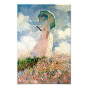 Frau mit Sonnenschirm Promenade Monet Fotodruck