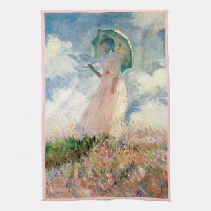 Frau mit Sonnenschirm-Promenade Monet Handtuch