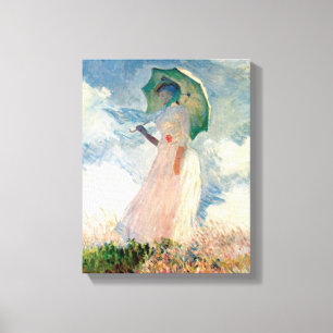 Frau mit Sonnenschirm Promenade Monet Leinwanddruck