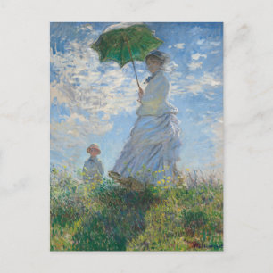 Frau mit Sonnenschirm von Claude Monet Postkarte