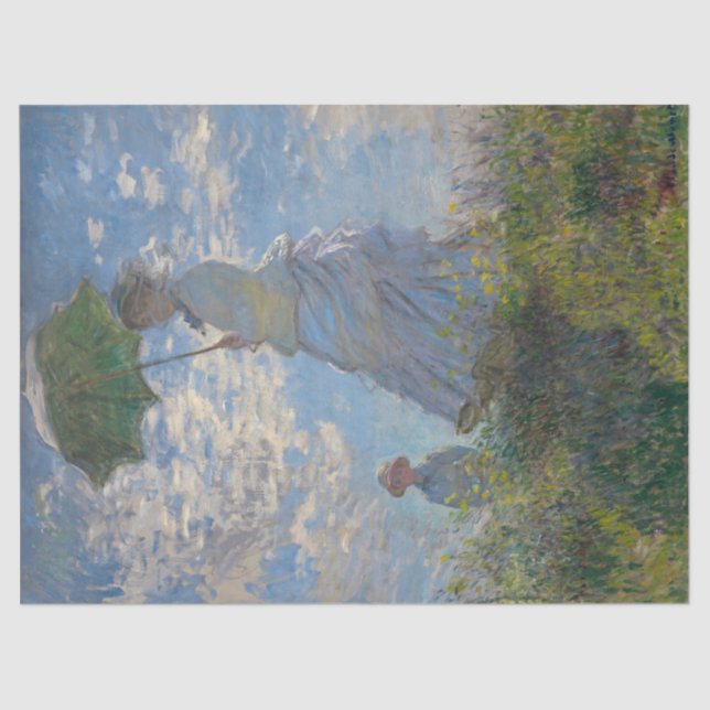 Frau mit Sonnenschirm von Claude Monet Seidenpapier (Vorderseite)
