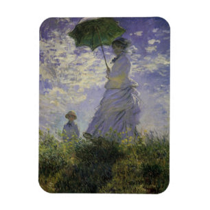 Frau mit Sonnenschirm von Claude Monet, Vintage Ar Magnet