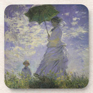 Frau mit Sonnenschirm von Claude Monet, Vintage Ar Untersetzer