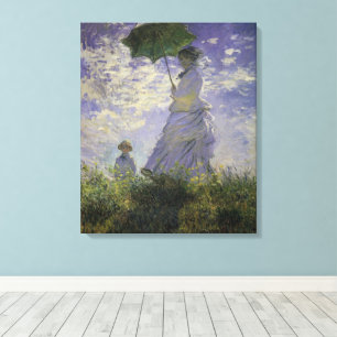 Frau mit Sonnenschirm von Claude Monet, Vintage Ku Leinwanddruck
