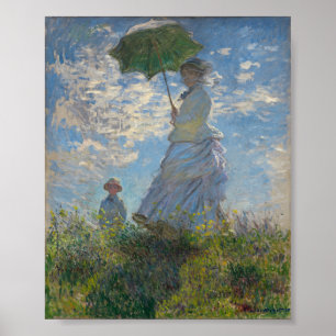 Frau mit Sonnenschirm von Monet Poster