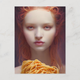 Frau mit Spaghetti-Postkarte Postkarte