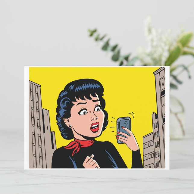 Frau mit Telefoneinladungen Einladung (Von Creator hochgeladen)