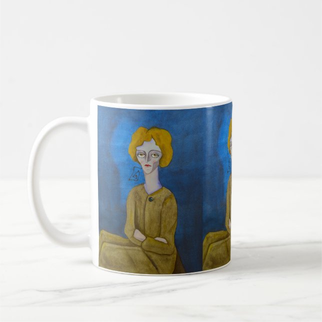 "Frau mit verschränkten Armen" Kaffeetasse (Links)