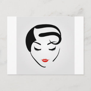 Frau mit Vintager Frisur und Make-up Postkarte