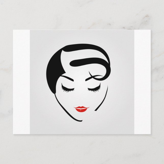 Frau mit Vintager Frisur und Make-up Postkarte (Vorderseite)
