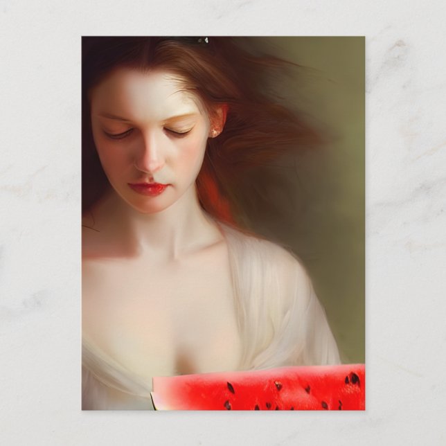 Frau mit Wassermelone Postkarte (Vorderseite)