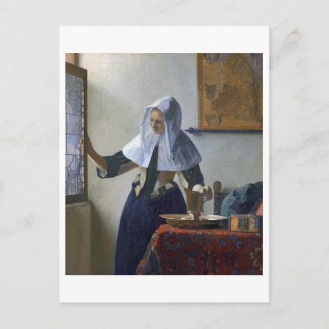 Frau mit Wasserschwanz von Johannes Vermeer Postkarte (Vorderseite)