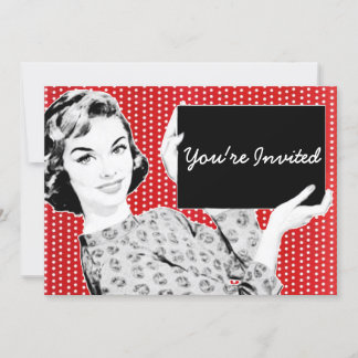 Frau mit Zeichen in den 1950er Jahren Einladung