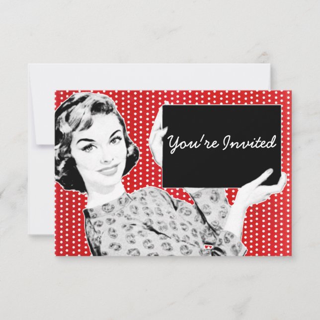 Frau mit Zeichen in den 1950er Jahren Einladung (Vorderseite)