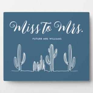 Frau Modern Boho Blue Cactus Bachelorette Fotoplatte