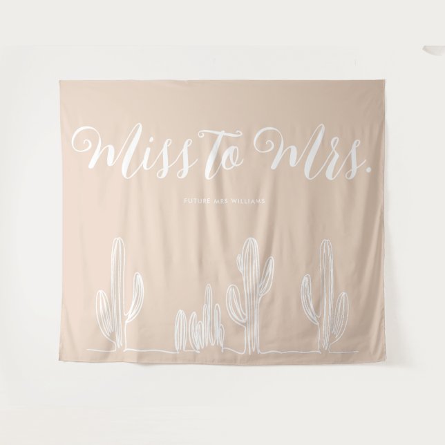 Frau Modern Boho Cactus Cream Bachelorette Wandteppich (Vorderseite (Horizontal))