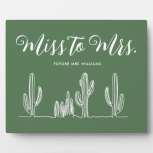 Frau Modern Dark Green Cactus Bachelorette Fotoplatte
