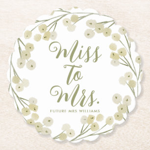 Frau Modern Elegant Foliage Brautparty Untersetzer