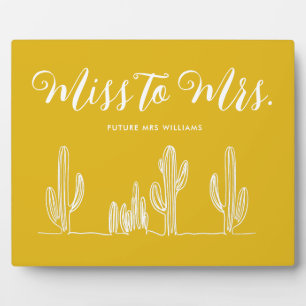 Frau Modern Mustard Cactus Bachelorette Fotoplatte
