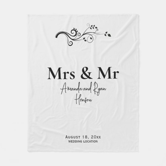 Frau & Mr Bridal Couple Minimalistisch Wedding Gif Fleecedecke (Vorderseite)