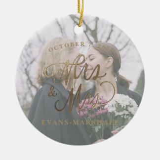 Frau & Mrs. Newlywed Verheiratet Foto Keramik Ornament