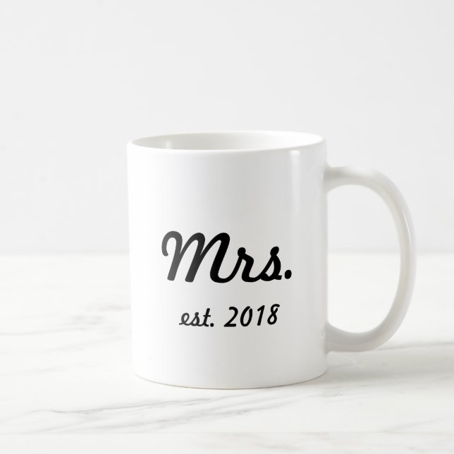 Frau Mug Est 2018 gerade verheiratet Kaffeetasse (Rechts)