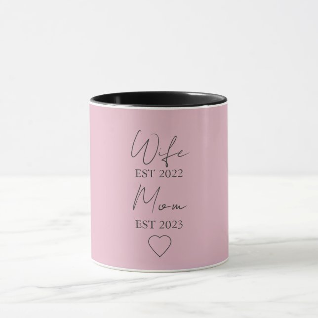 Frau & Mutter seit – Minimalistisches Valentinsges Tasse (Zentrum)
