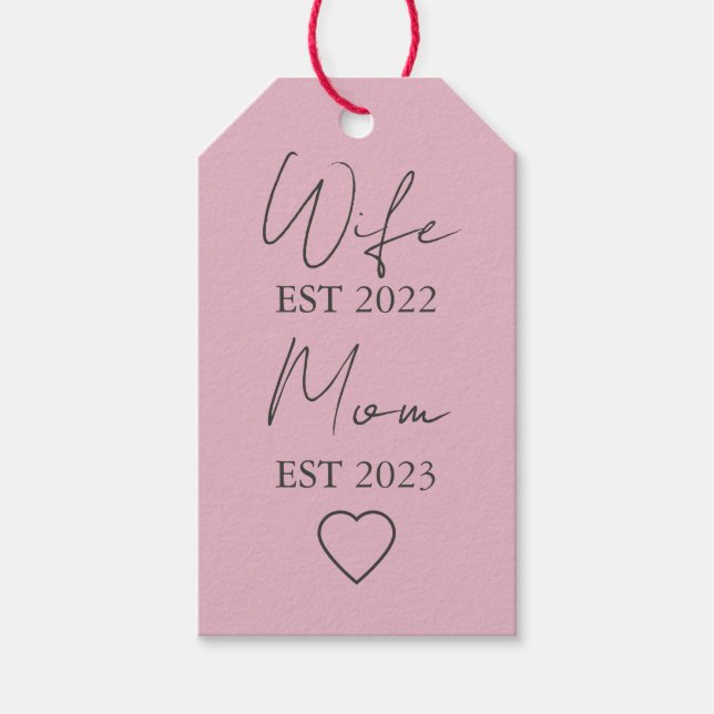 Frau & Mutter seit – Minimalistisches Valentinstag Geschenkanhänger (Vorderseite)