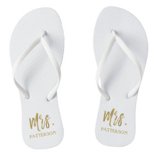 Frau Nachname Flip Flops mit Gold Foil