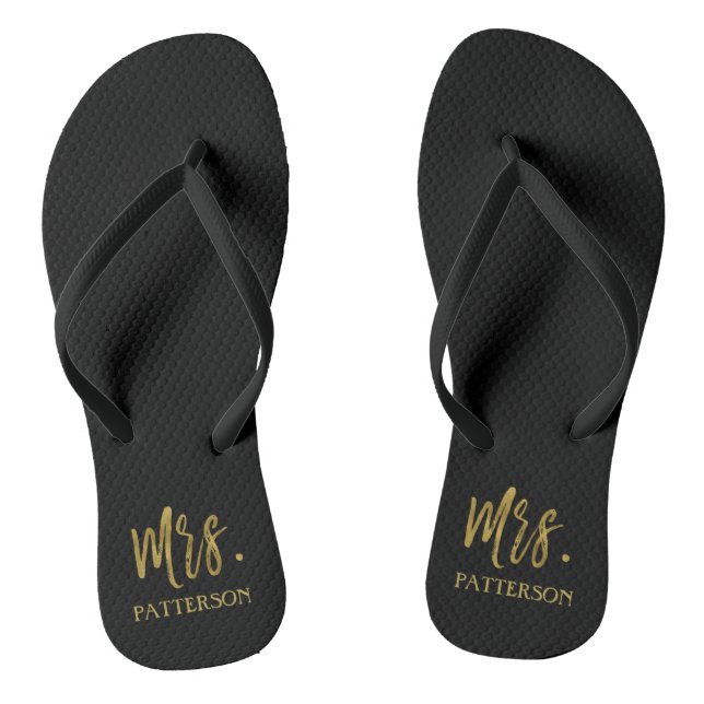 Frau Nachname Flip Flops mit Gold Foil (Fußbett)