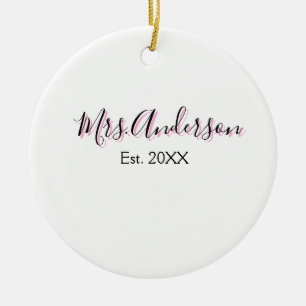 Frau Name Nachname schwarz pink Jahr modern  Keramik Ornament