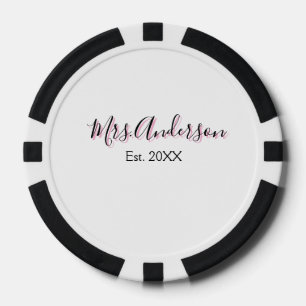 Frau Name Nachname schwarz pink Jahr modern Pokerchips