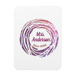 Frau Name rosa mauve Rahmen seit Jahr Hochzeit Bra Magnet
