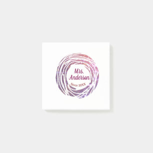 Frau Name rosa mauve Rand seit Jahr Hochzeit Braut Post-it Klebezettel