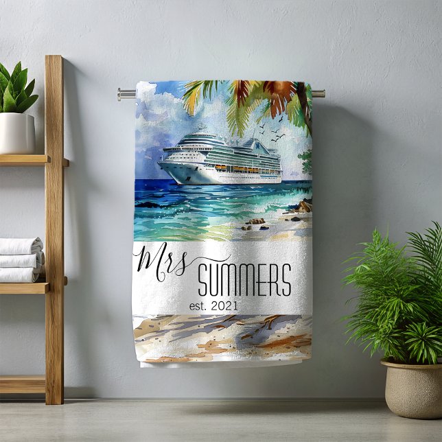 Frau Newlywed Bride Beach Cruise Strandtuch (Von Creator hochgeladen)