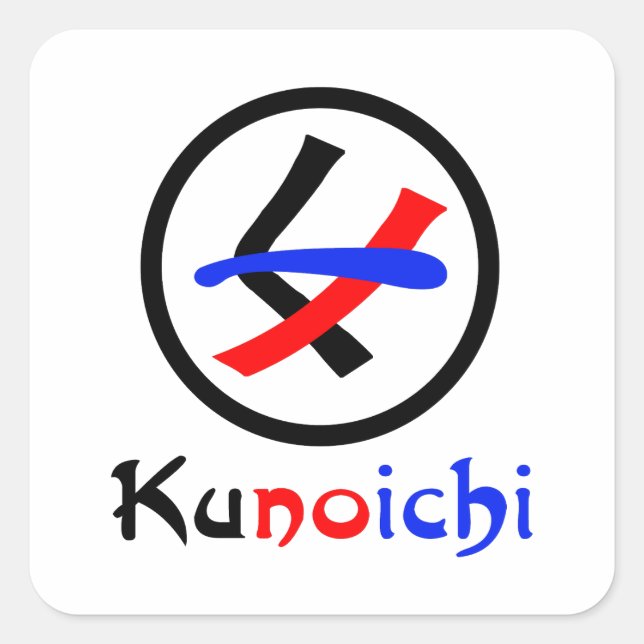 Frau Ninja Kunoichi く ノ 一 Quadratischer Aufkleber (Vorderseite)