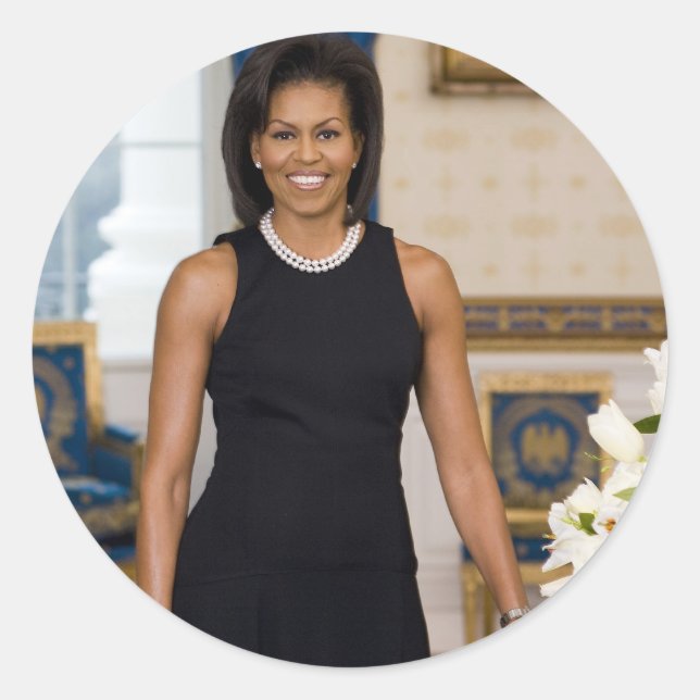 Frau ObamaPortrait Runder Aufkleber (Vorderseite)