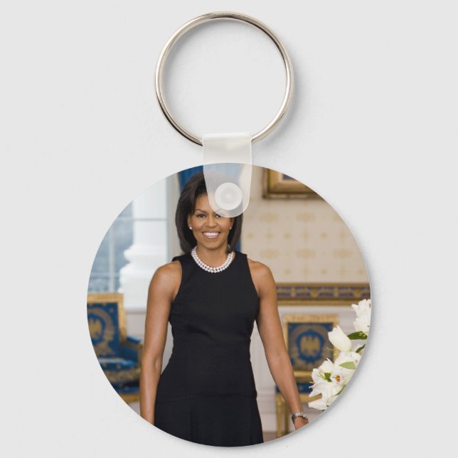 Frau ObamaPortrait Schlüsselanhänger (Vorderseite)