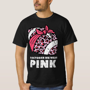 Frau Oktober Wir tragen rosa Fußball Brustkrebs T-Shirt