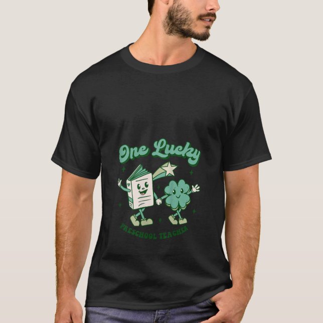 Frau One Lucky Preschool Lehrerin St Patrick Day T-Shirt (Vorderseite)