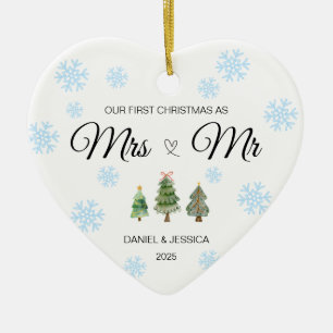 Frau Ornament, Erster Verheirateter Weihnachtsschm Keramik Ornament