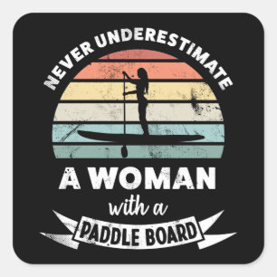 Frau Paddleboarding Funny Gift für Ehefrau Quadratischer Aufkleber