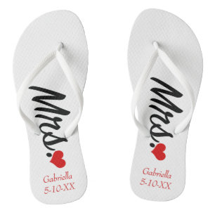 Frau Personalisiert mit Name & Date Flip Flops