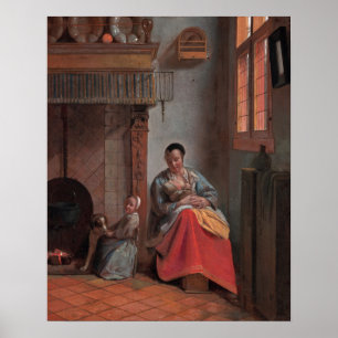 Frau Pflege eines Kindes — Pieter de Hooch Poster