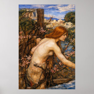 Frau pflückt Blumen von John William Waterhouse Poster