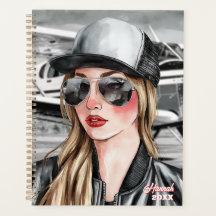 Frau Pilot & Sonnenbrille Cessna Flugzeug Weihnach