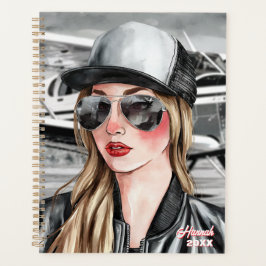 Frau Pilot & Sonnenbrille Cessna Flugzeug Weihnach Planer