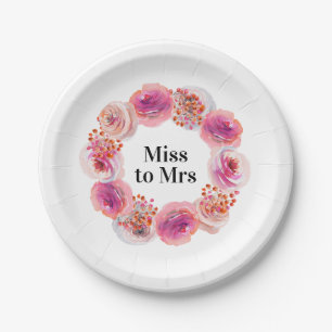 Frau Pink Floral Bachelorette Brautparty Pappteller