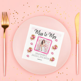 Frau Pink Glitzer Brautparty Foto Serviette